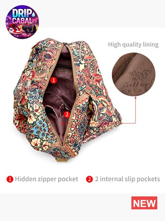 Bohemian Canvas Daypack Backpack Purse with Adjustable Straps main image 5
